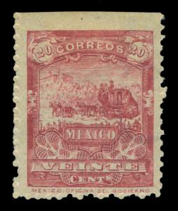 MEXICO 1895  Mail Coach  20c brown rose   Scott # 252  mint MH