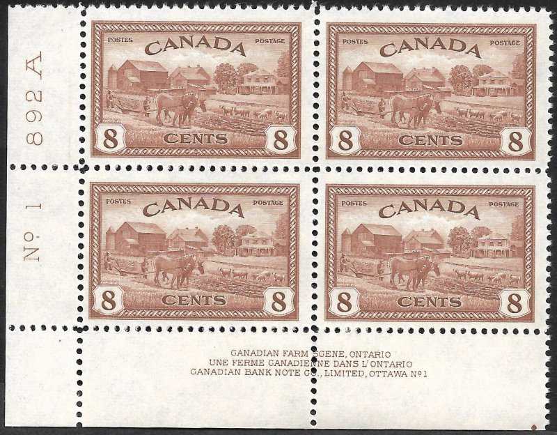 Doyle's_Stamps: Scott #268** to #272** Canadian 1946 NH Plate Block Set