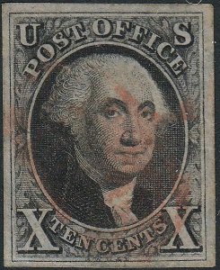 U.S. 2 1847 Used  VF++4 Margin (41121)