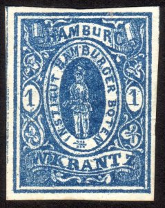 1863, Germany, Hamburger Boten, W. Krantz, Local stamp, MNG