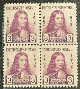 Scott # 724 - US Block Of 4 - William Penn - MNH - 1932 - Lot 9