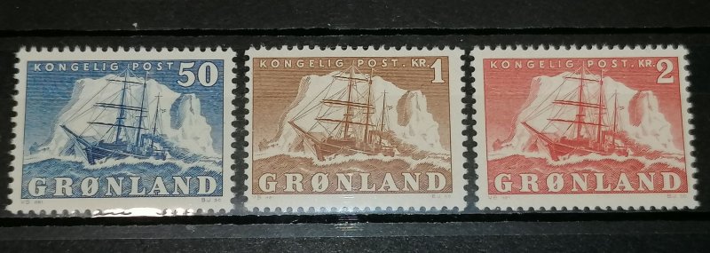 Grenland 1950 the Arctic Vessel Gustav Holm MNH set