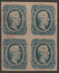 CSA U.S. Scott Scott #11 Confederate States of America Stamp - Mint Block of 4