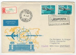 Hungary 1977 Registered FDC Sent Germany Stamps Sc C380+C380 Impr +C383 Aviation