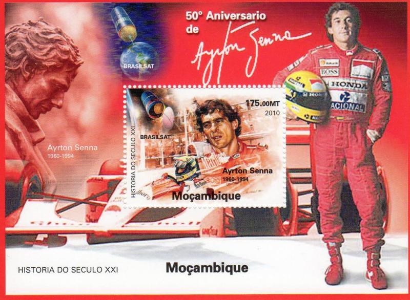 Mozambique 2010 Ayrton Senna perf S/S Formula 1 mnh Scarce