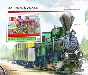 NIGER - 2020 - Steam Trains - Perf Souv Sheet - Mint Never Hinged