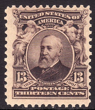 1902 - 1903 U.S Benjamin Harrison 13¢ issue MNH Sc# 308 CV $100.00