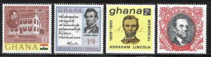 Ghana 208-211 100th Lincoln set MNH
