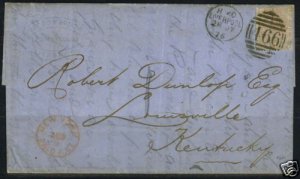 GREAT BRITAIN 1876 LIVERPOOL TO KENTUCKY S.G. 139 PLATE