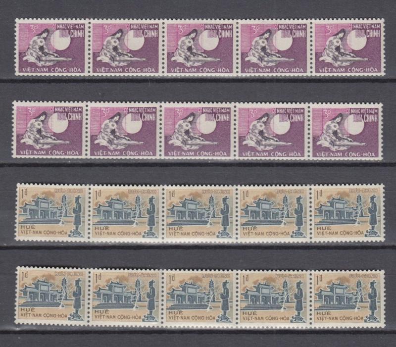 S.Vietnam 10 Pairs Coil Stamps 4x Strips of 5  MNH Luxe (White Gum). 