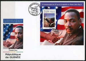 GUINEA 2018  50th MEMORIAL OF MARTIN LUTHER KING Jr.  SOUVENIR SHEET FDC