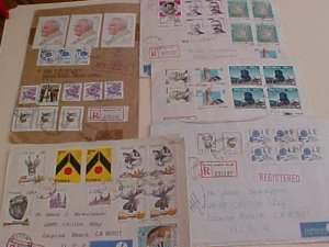 POLAND  10 or MORE STAMPS ON EACH OF 4 COVERS  ALL REGISTERED TO USA 1980's