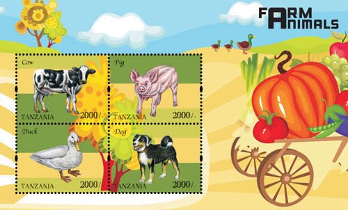 Tanzania 2014 - Farm Animals sheet of 4 Stamps (#2) MNH