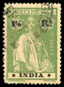 PORTUGUESE INDIA Sc 375B USED - 1920 1½r - Ceres, Ordinary paper - Perf 15 x 14