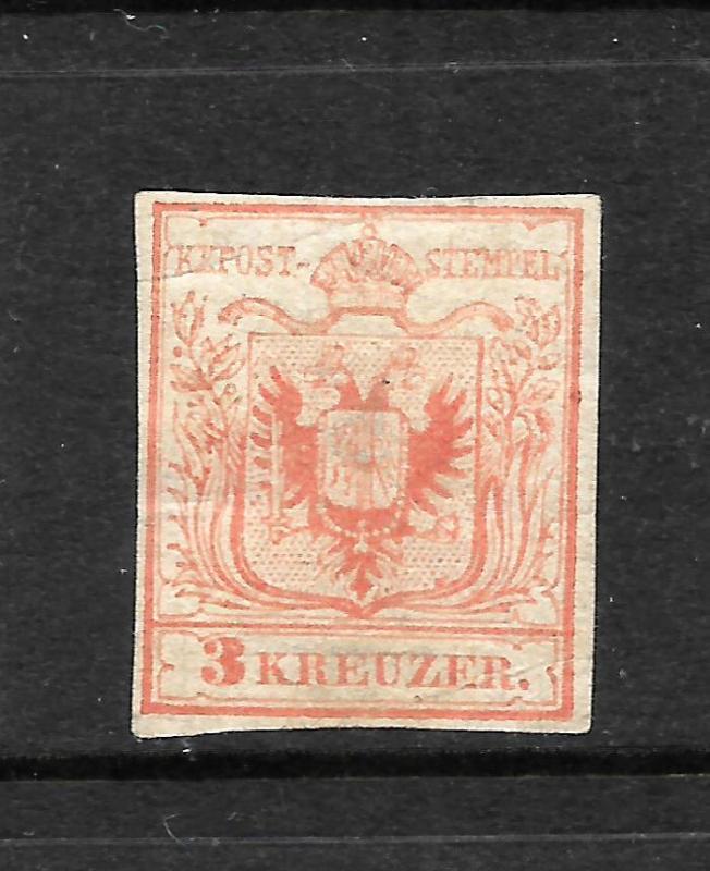 AUSTRIA  1850  3kr  RED   MH   Sc 3