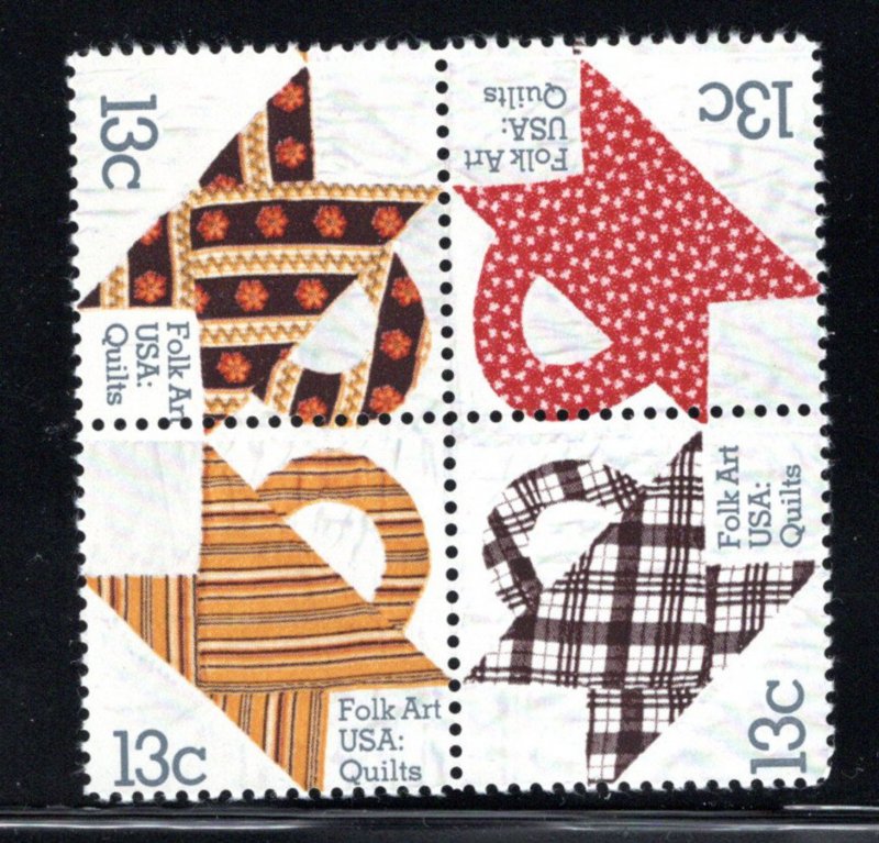 1478a MNH Folk Quilts block 4, mis perfed - see scan