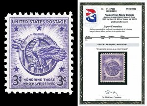 Scott 940 1946 3c WWII Veterans Issue Mint Graded XF-Sup 95 NH with PSE CERT!