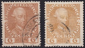 Austria - 1908 - Scott #114,114a - used - both paper types