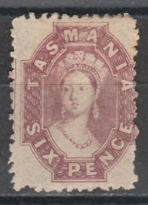 TASMANIA 1863 QV CHALON 6D PERF 12 REDDISH MAUVE