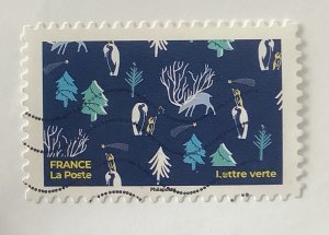 France 2021 Scott 6128 used - Christmas, Animals in Forest at Night