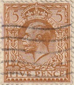Great Britain #194 1924 5d Brown KGV Head USED.