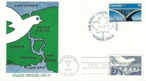 1721 13c PEACE BRIDGE - Gamm cachet - JOINT Canada FDC combo