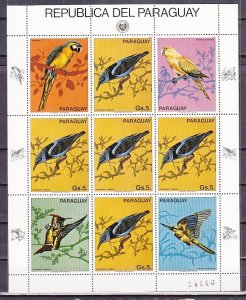 Paraguay, Scott cat. 2092. Birds sheet of 5 with 4 labels. ^