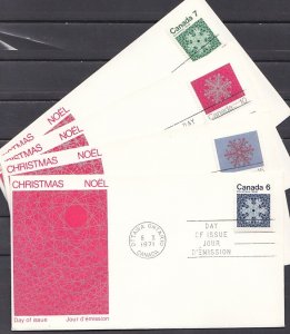 Canada, Scott cat. 554-557. Christmas Snowflakes on 4 First day covers. ^