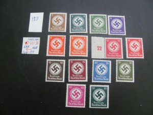 Germany 1942/44 MNH  MI. 166-177 OFFICIAL SET  XF 53 EUROS (183)