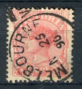 AUSTRALIA; Victoria 1890s classic QV issue used 4d. value fair Postmark