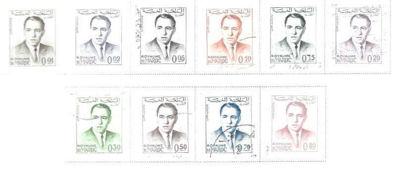 Morocco #75-84   King Hassan set complete (M&U) CV.  $3.75