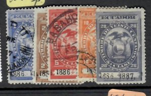 Ecuador year 1886-7, 5 Different revenue stamps MNH (5ese)