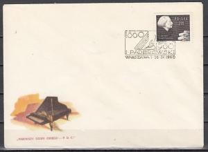 Poland, Scott cat. 932. Pianist Paderewski issue. First Day Cover. ^