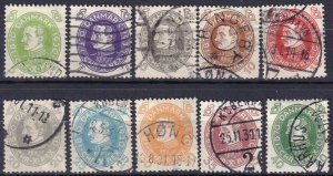 Denmark #210-9 F-VF Used CV $55.05 (Z7357)