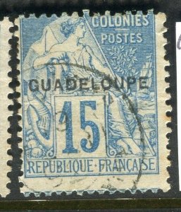 FRENCH COLONIES; GUADELOUPE 1890s classic Optd. issue fine used 15c.