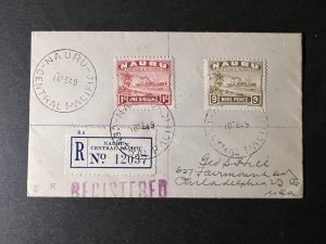 1949 Registered Nauru Cover Central Pacific to Philadelphia Pennsylvania PA USA