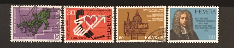 Switzerland 1975 #606-09, Used, CV $1.85