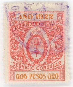 (I.B) Argentina Revenue : Consular Service 5c (1922)