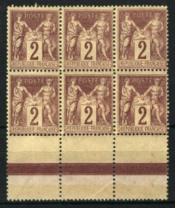 FRANCE Stamps Scott.88 2c Peace & Commerce (1877) Mint BLOCK SIX UMM MNH SS223