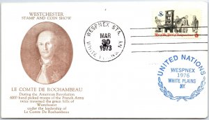 US SPECIAL EVENT CACHET COVER ROCHAMBEAU AT WESTCHESTER STAMP & COIN SHOW 1973