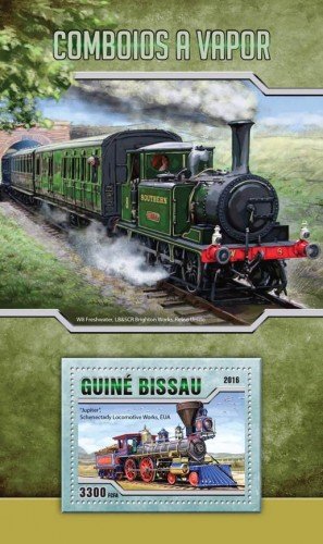 GUINE BISSAU 2016 SHEET STEAM TRAINS TRENES VAPOR COMBOIOS LOCOMOTIVES gb16508b