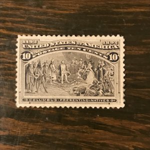 US SCOTT 237 -10¢ Columbian Exposition (1) -MNH, XF -Dist Gum -2011 SSCV $325.00