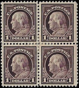 518 Mint,OG,HR... Block of 4... SCV $165.00... XF+