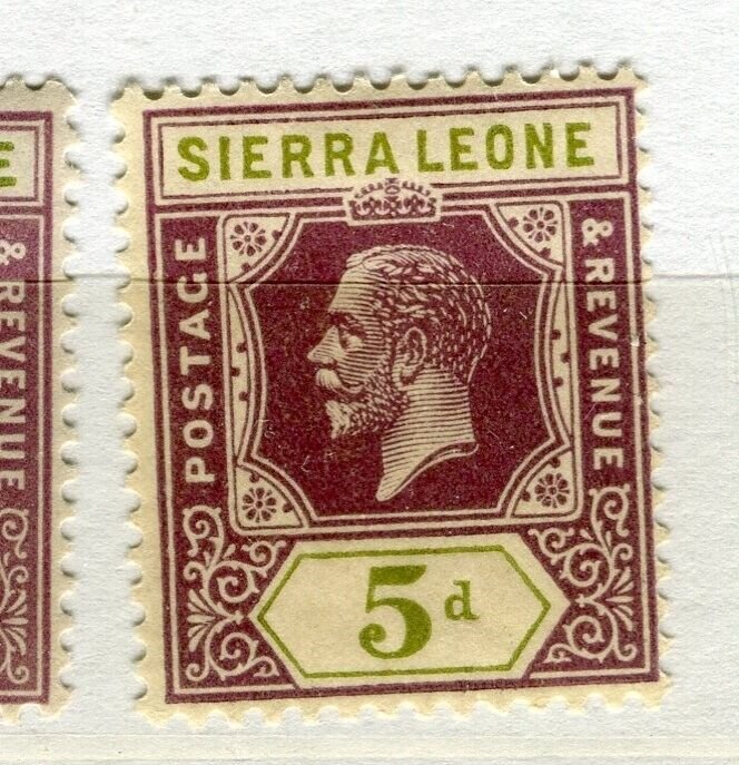 SIERRA LEONE; 1912-20 early GV issue fine Mint hinged Shade of 5d. value