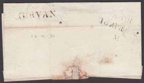 GB SCOTLAND 1832 folded entire to Ayr - straight line GIRVAN, Ayr mileage...P673 