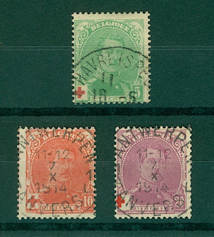 Belgium 1914 Red Cross Fund 5c to 20c sg154/6 (3v) FU Stamps