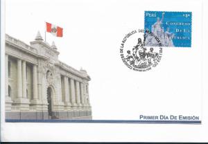 PERU 2000 FDC NATIONAL CONGRESS SCULPTURE DEMOCRACY 1 value Scott 1289