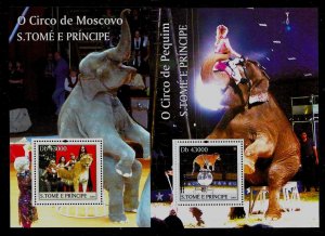 St. THOMAS & PRINCE ISL. - 2 s/s issue of 2004 - ELEPHANT CIRCUS