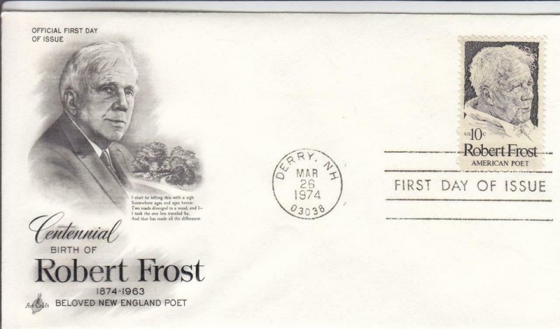 1974, 100th Anniv. Birth Robert Frost, Artcraft, FDC (D14793)