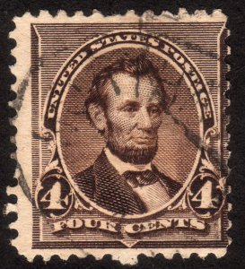 1890, US 4c, Lincoln, Used, Sc 222